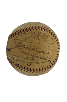 1928 Chicago Cubs Team Signed Baseball (31 signatures) Including Hack Wilson, Hartnett and Cuyler